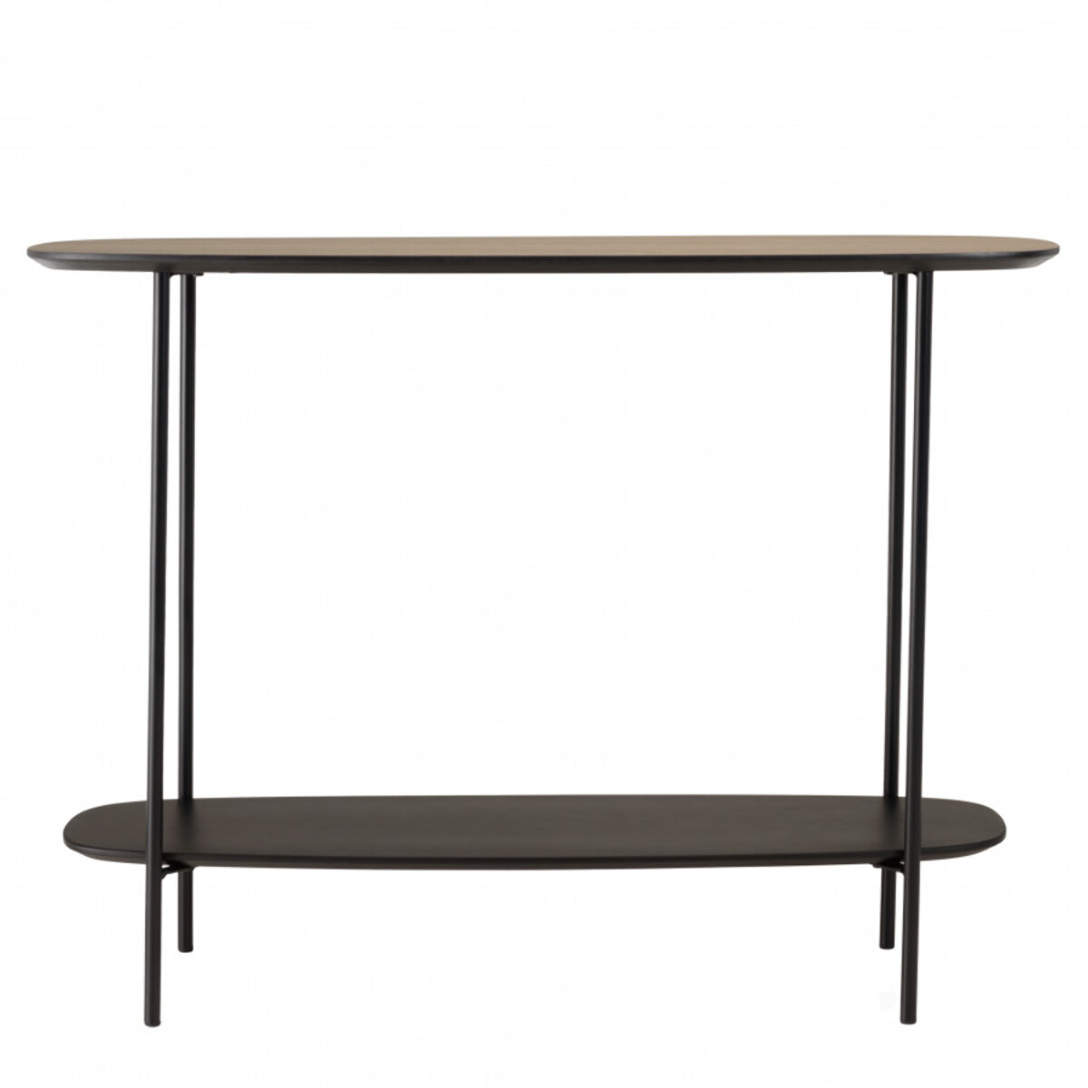 FLEUR - Console 2 plateaux 100x30cm bi-matière mocha/noir pieds métal