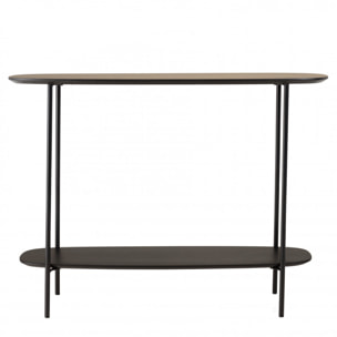 FLEUR - Console 2 plateaux 100x30cm bi-matière mocha/noir pieds métal