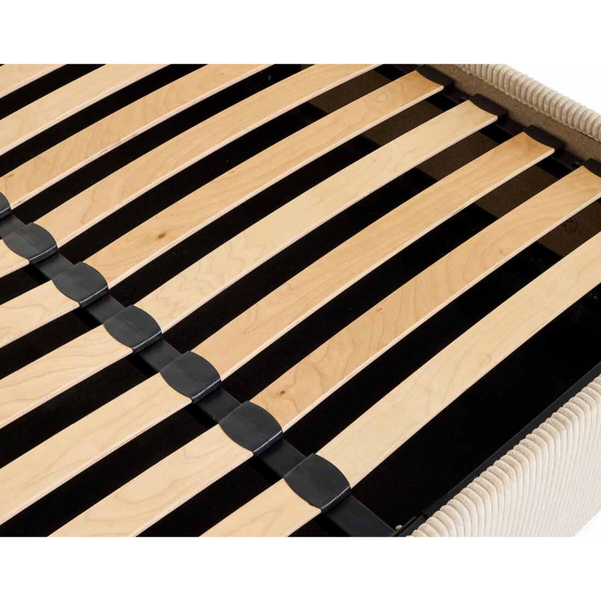 Goyave - lit coffre - 160x200 - en velours côtelé - sommier inclus - Beige