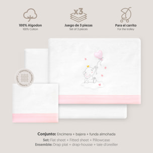 Juego de Sábanas de Coche Franela Elefante Globo Corazón