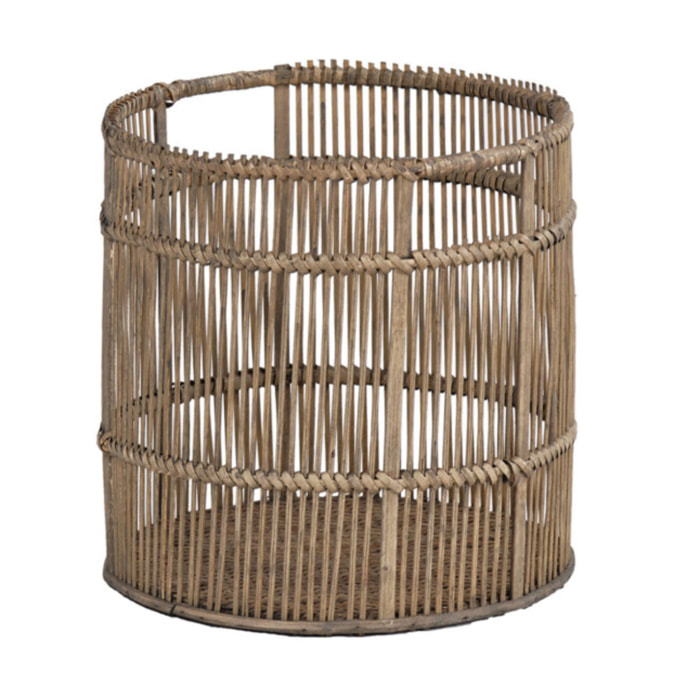 Corbeille ronde en bois de bambou naturel grisé - SACHA 1163