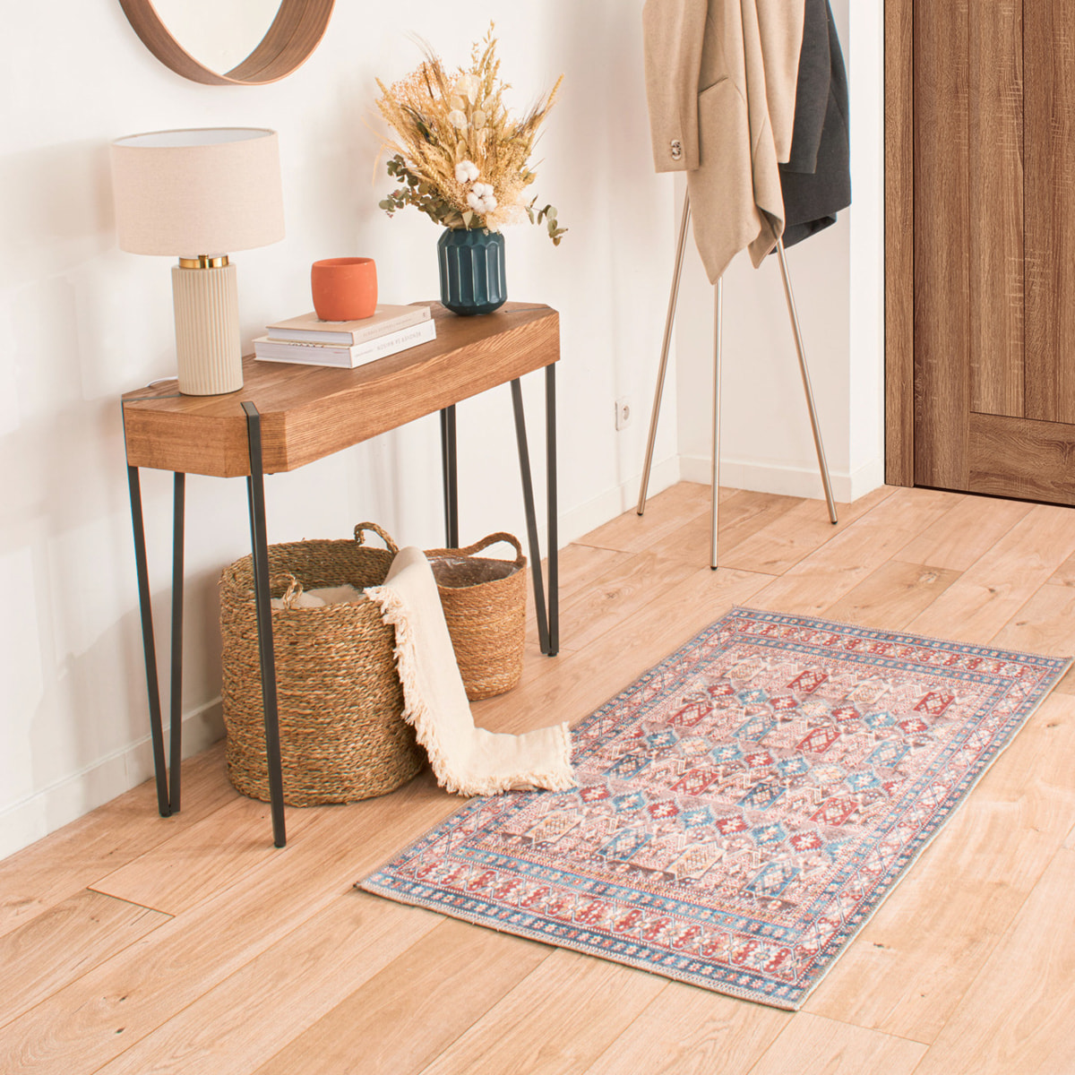 Carry - tapis vintage à motif persan lavable en machine à 30°c, multicolore