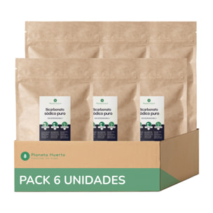 PLANETA HUERTO | Pack 6x Bicarbonato Sódico Eco 2.5 Kg - Limpieza Ecológica Multiusos para un Hogar Saludable y Respetuoso con el Medio Ambiente