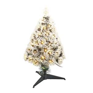 Árbol de navidad de fibra óptica con 60 luces led blanco cálido y 8 funciones de color h.60cm