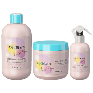 INEBRYA Kit Ice Cream Liss Pro Shampoo 300ml + Mask 500ml + Liss One Spray 150ml