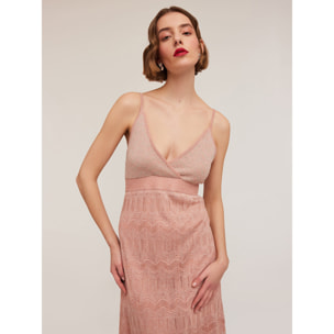 Motivi - Langes Kleid aus gestricktem Lurex-Stoff - Rosa