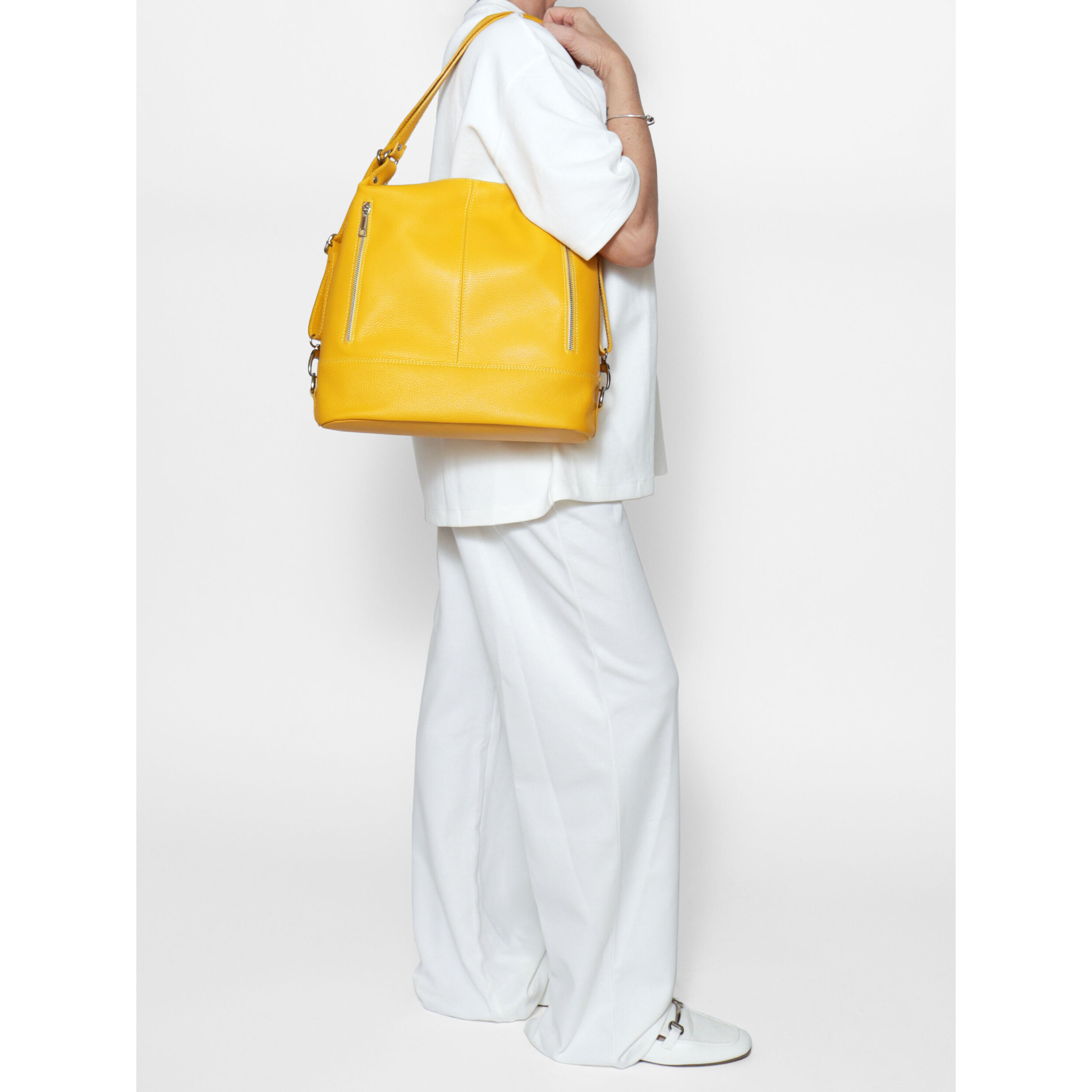 Borsa a spalla convertibile Anjelica - Vera pelle - 33.0 x 31.0 x 12.0 cm