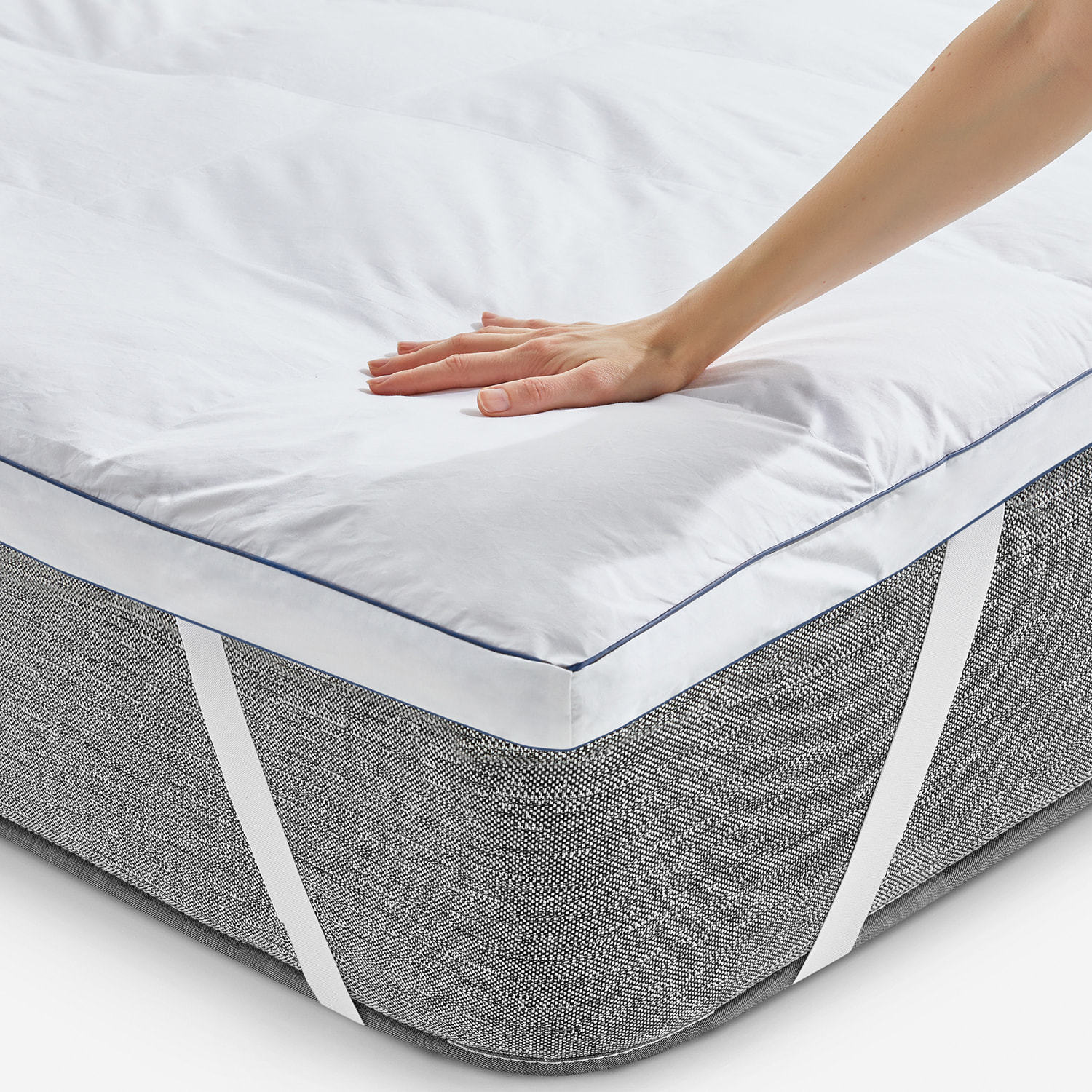 Topper de Pluma 100% Natural de 5cm de grosor | Confort Hotel de Lujo | Funda 100% Algodón