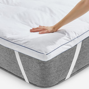 Topper de Pluma 100% Natural de 5cm de grosor | Confort Hotel de Lujo | Funda 100% Algodón