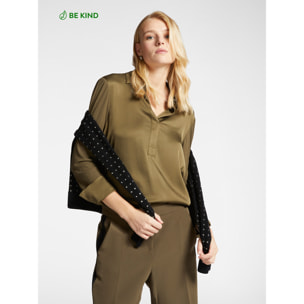 Elena Mirò - Camiseta con cuello de viscosa LENZING™ ECOVERO™ - Verde