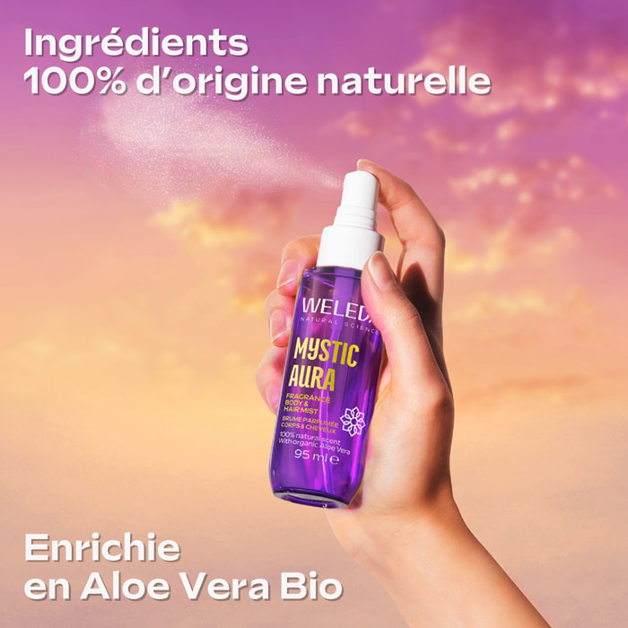 WELEDA - Brume parfumée corps & cheveux Mystic Aura 95ml - Brume Corps & Cheveux au parfum irresistible et envoutant - Rafraîchit la peau et les cheveux