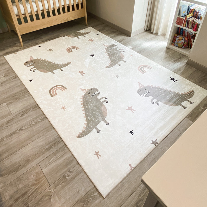 HAPPY - Tapis dinosaure vert pour chambre enfant et bébé