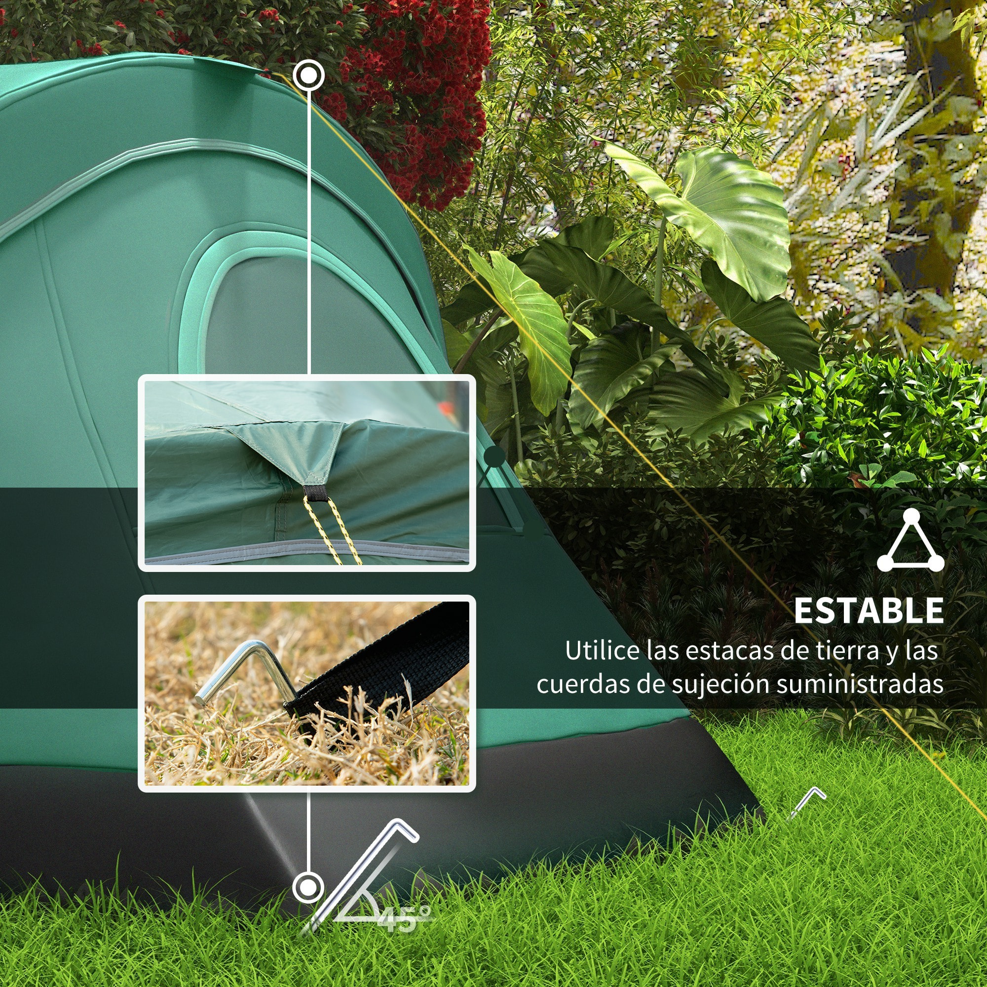 Tienda de Campaña Familiar para 5-6 Personas Tienda de Acampada de Túnel Impermeable 3000mm+ Tienda de Camping con Bolsa de Transporte y Gancho para Pescar Senderismo 455x230x180 cm Verde