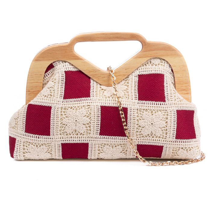 Bisenzio Bolso de mano Mujer. Fabricado en madera natural, algodón y paja trenzada.