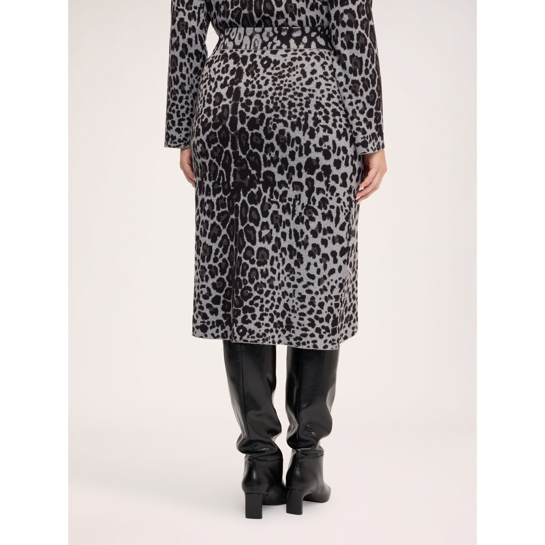 Fiorella Rubino - Gonna tubino in maglia animalier - Grigio