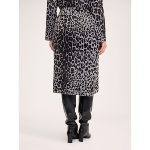 Fiorella Rubino - Gonna tubino in maglia animalier - Grigio