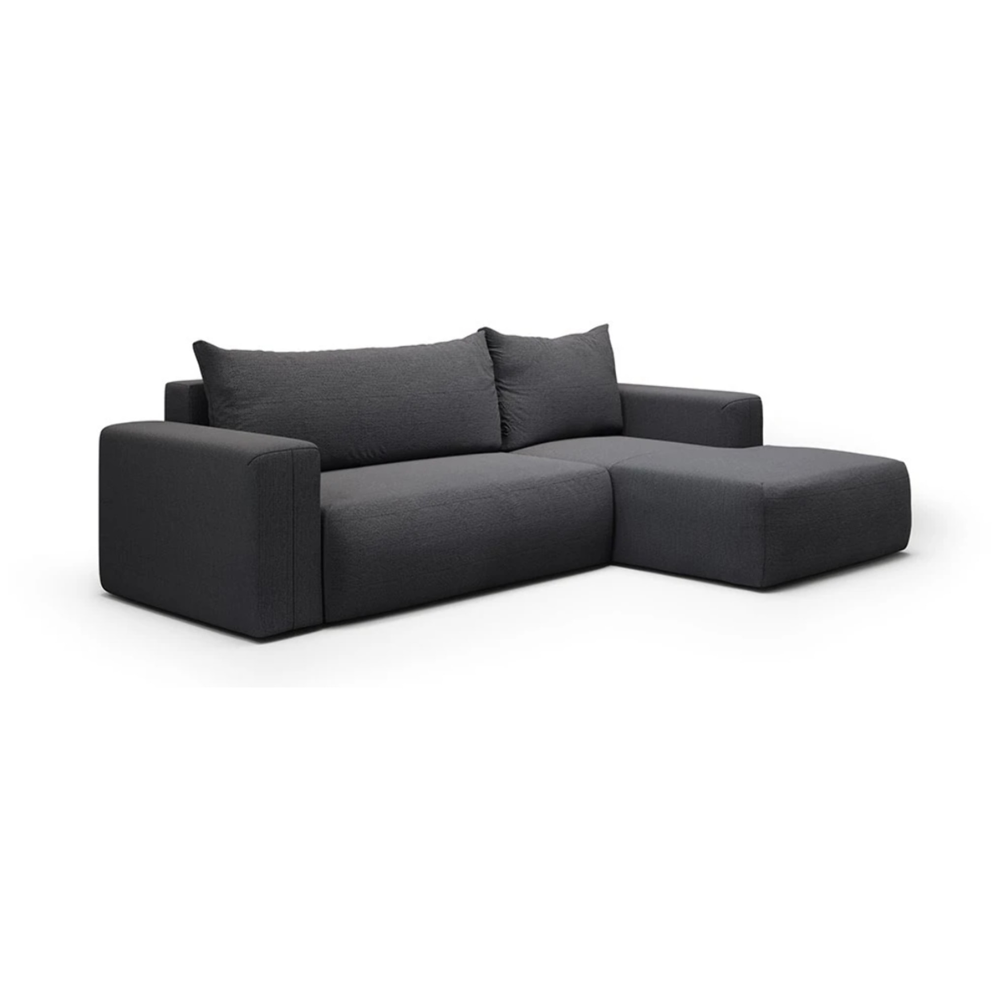 NALA - Canapé d'angle droit convertible 4 places en tissu gris foncé