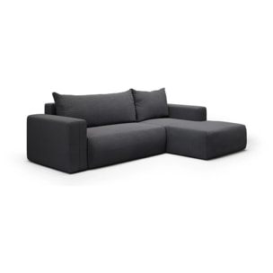 NALA - Canapé d'angle droit convertible 4 places en tissu gris foncé