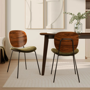 Lot de 2 chaises en velours vert kaki - Simone