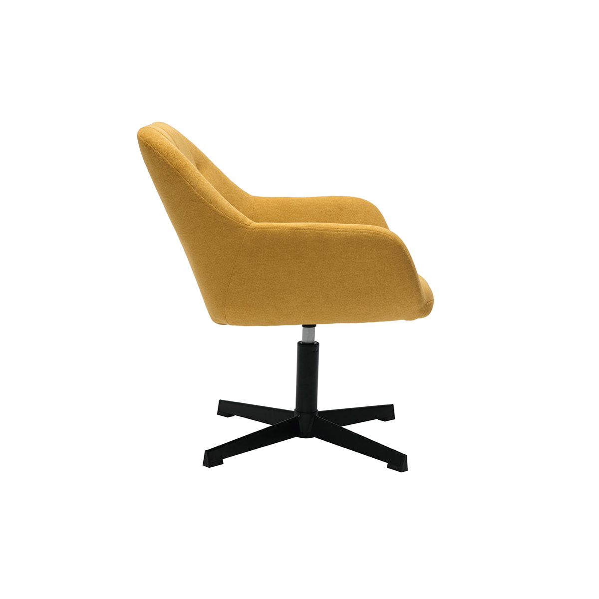 Fauteuil pivotant design en tissu effet velours jaune moutarde et métal noir DARWIN