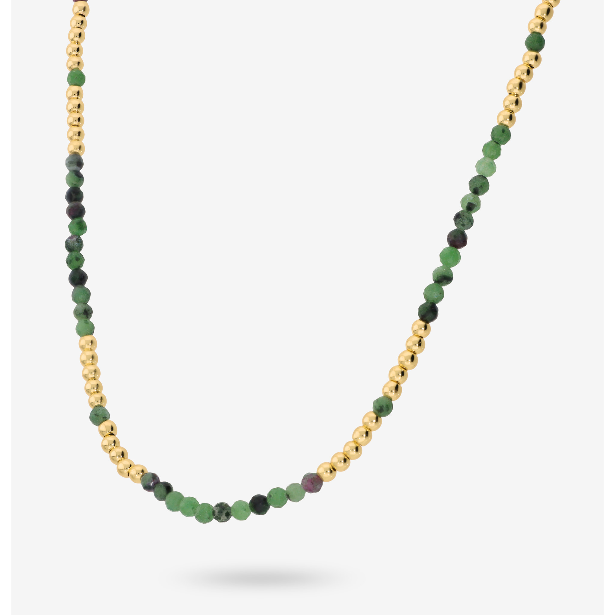 Collana Girocollo con Pietre Naturali Verdi e Bead Lucide