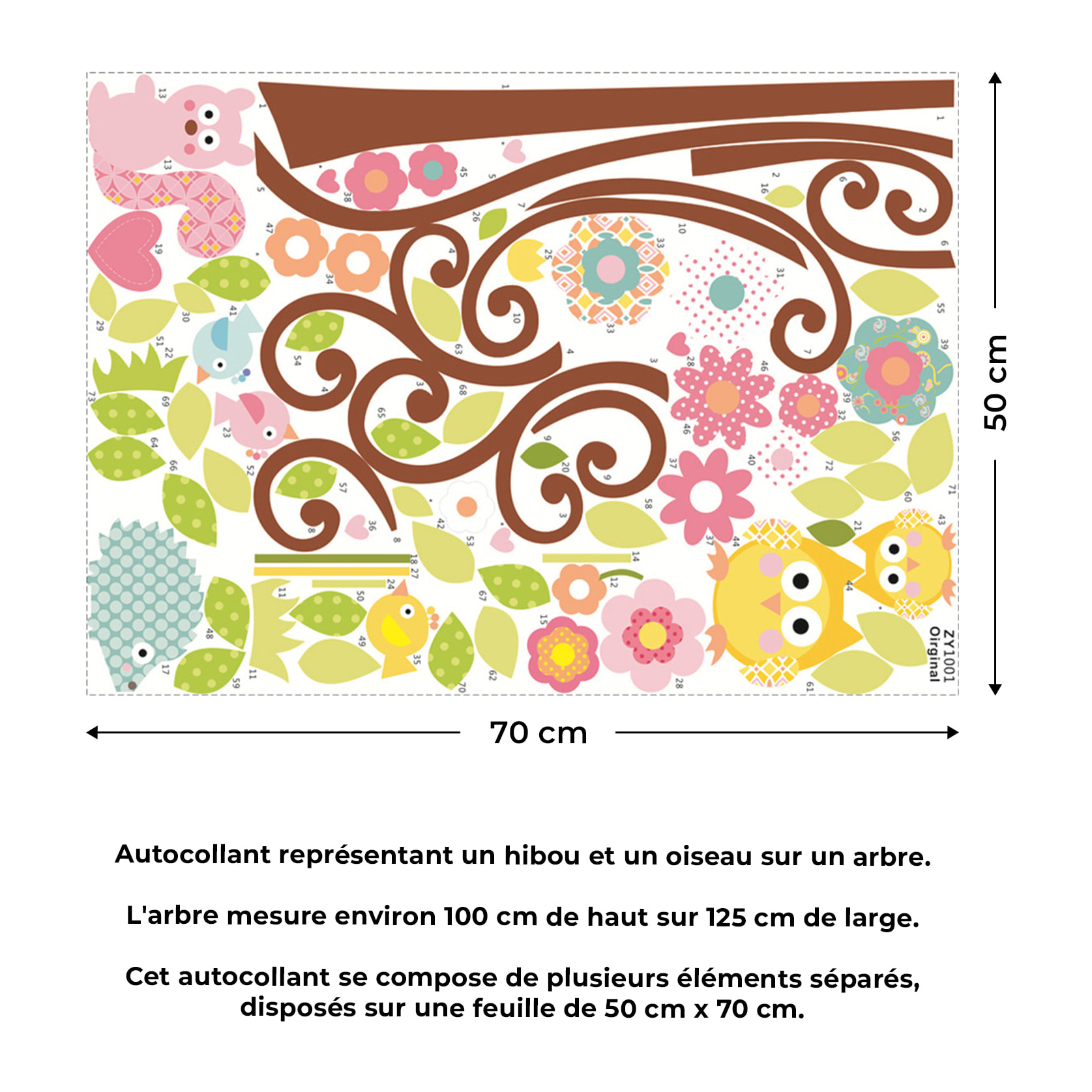 Stickers Muraux décoration adhésifs hiboux et oiseux sur un arbre