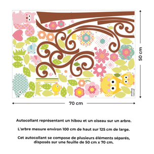 Stickers Muraux décoration adhésifs hiboux et oiseux sur un arbre