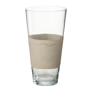 J-Line vase Delph - verre - transparent/beige - small - 35 cm de hauteur