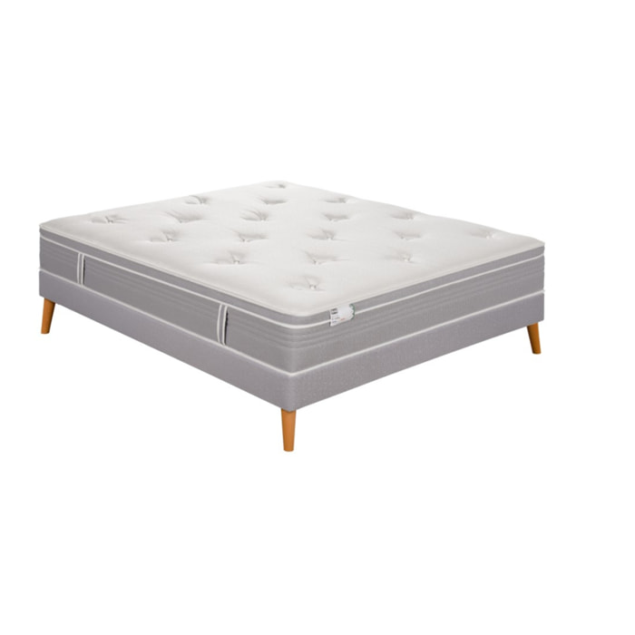 Ensemble LE VISIONNAIRE matelas H27 ressort ensachés, ferme, sommier