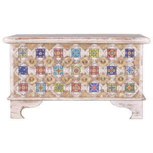 Baúl - madera de mango, cerámica y bronce - 80x40x46cm