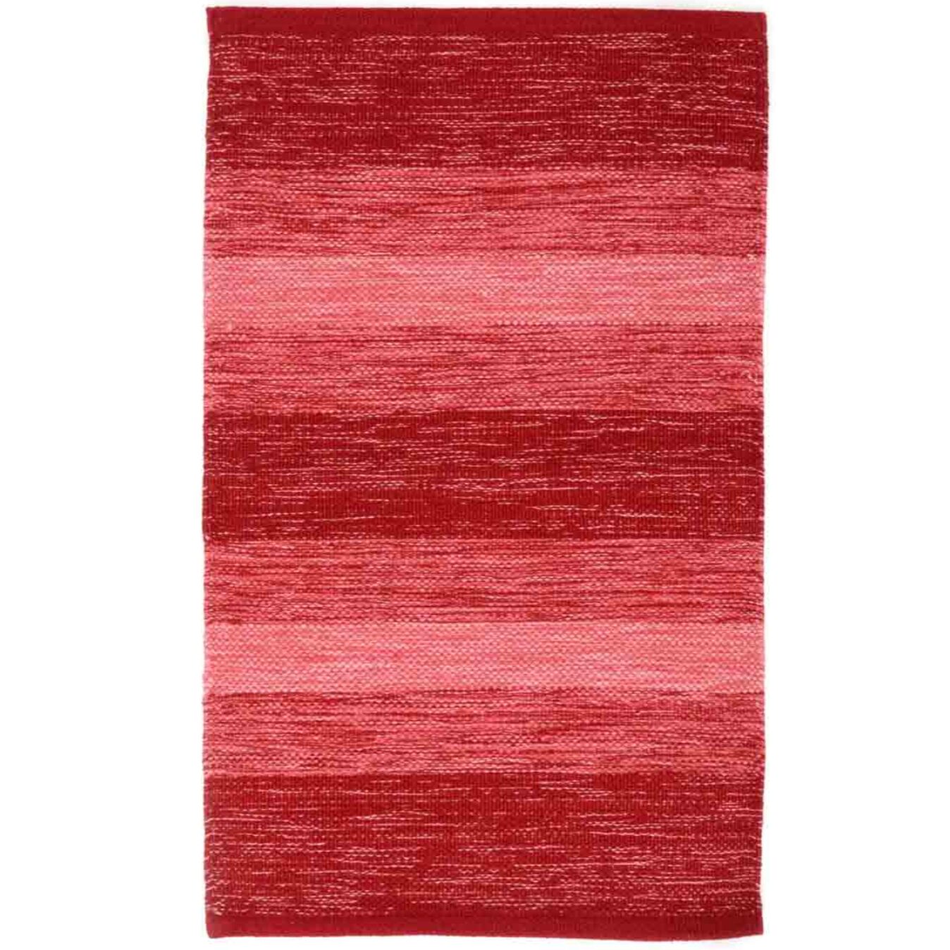 Tappeto HAPPY ROSSO disegno a righe 100% cotone annodati a mano, tappetino stuoia bagno multiuso lavabile