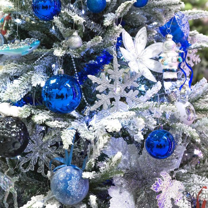 juego de 25 bolas de navidad color azul - brillantes