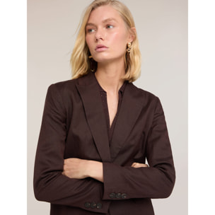 Motivi - Blazer de mezcla de lino y lyocell - Marrón