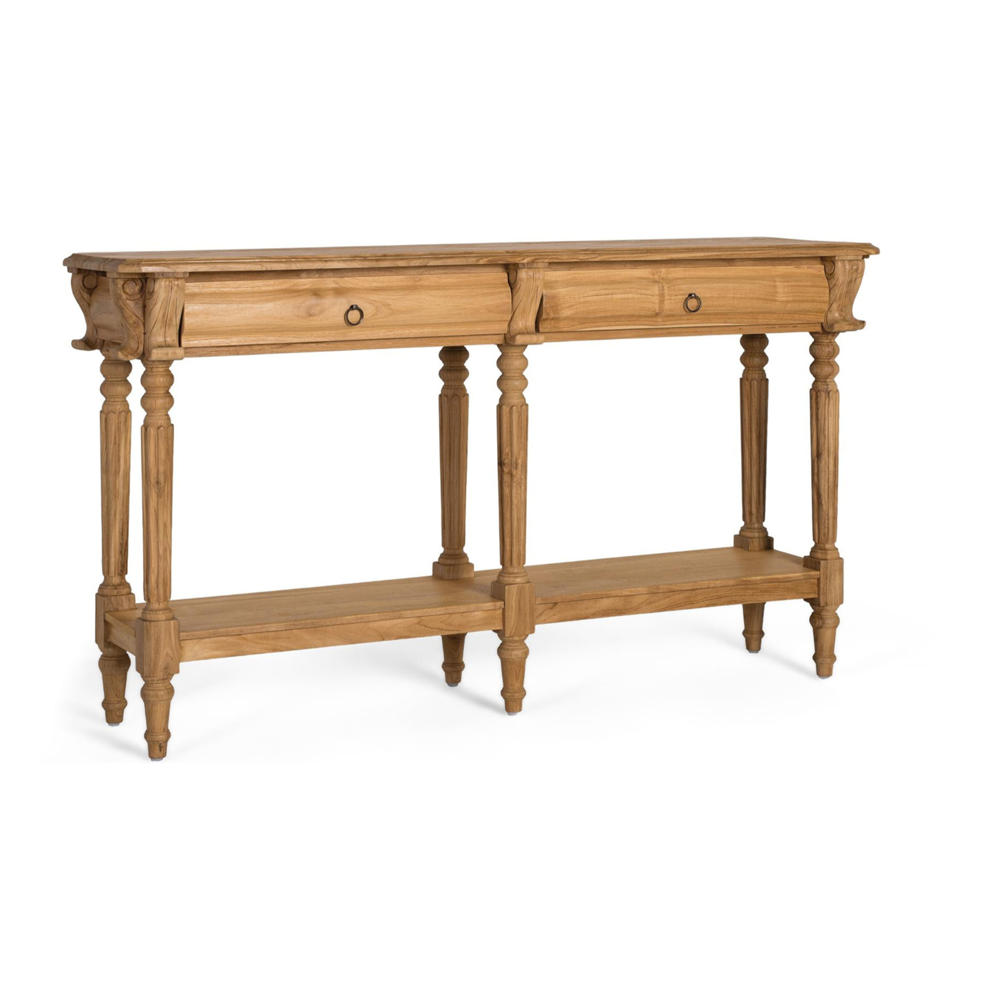 Console en bois de teck 151 cm style classique contemporain
