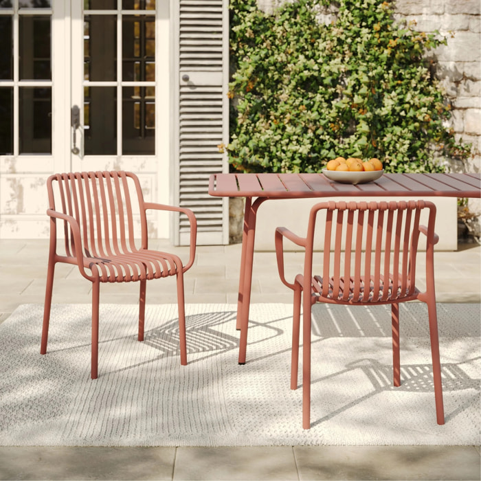 Lot de 2 chaises de jardin empilables en plastique terracotta - Ivy