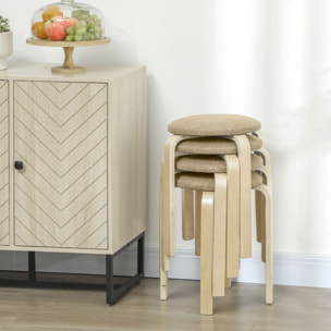 Juego de 4 Taburetes Apilables Redondos Taburetes Bajo de Cocina con Asiento Acolchado para Comedor Dormitorio Oficina Salón
