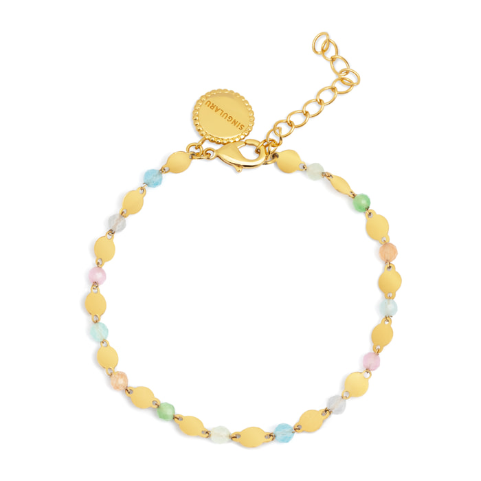 Pulsera Crystals Solar Acero Baño Oro