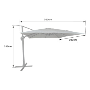 Parasol déporté MOLOKAI carré avec housse - Gris