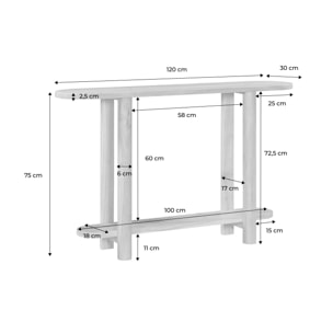 Console ovale bois d'acacia 2 niveaux SANA