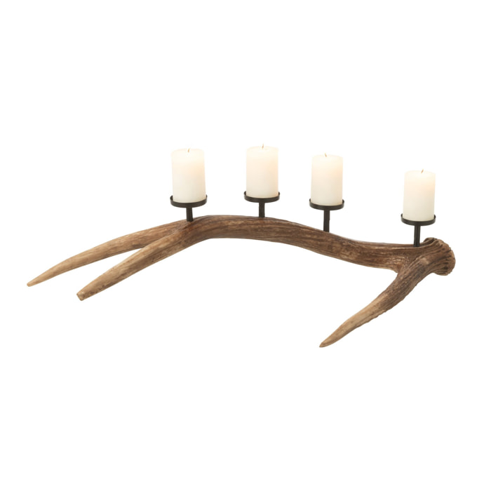 J-Line bougeoir Antlers - polyrésine - brun - small
