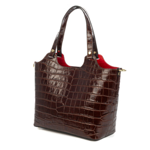 Borsa shopper Avolasca donna. Vera pelle Crosta stampa coccodrillo.