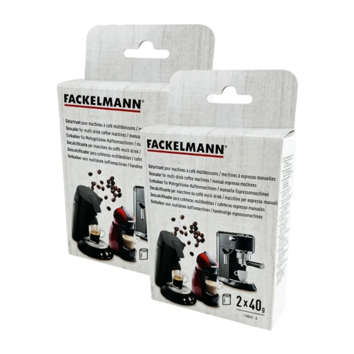 Ensemble de 2 Sachets détartrants pour machines à café Fackelmann Petit Déjeuner