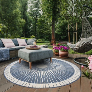 Tapis rond d'extérieur, kilim reversible EX1 B