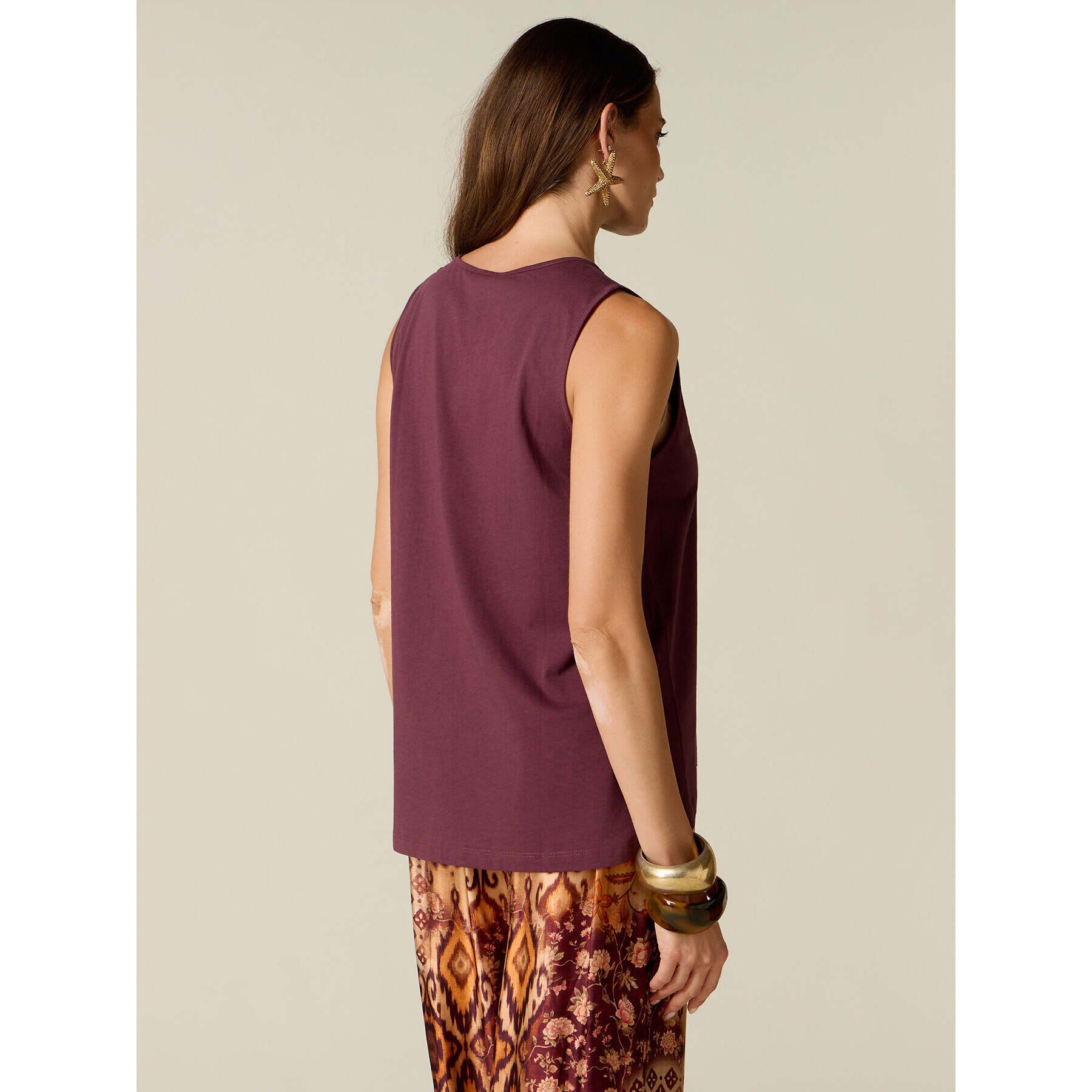 Oltre - Top in cotone con applicazioni floreali - Bordeaux