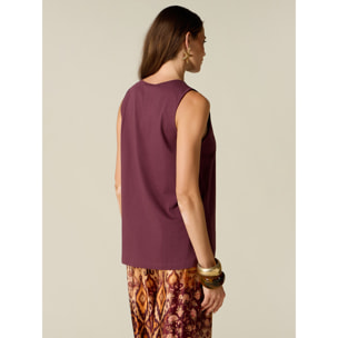 Oltre - Top in cotone con applicazioni floreali - Bordeaux