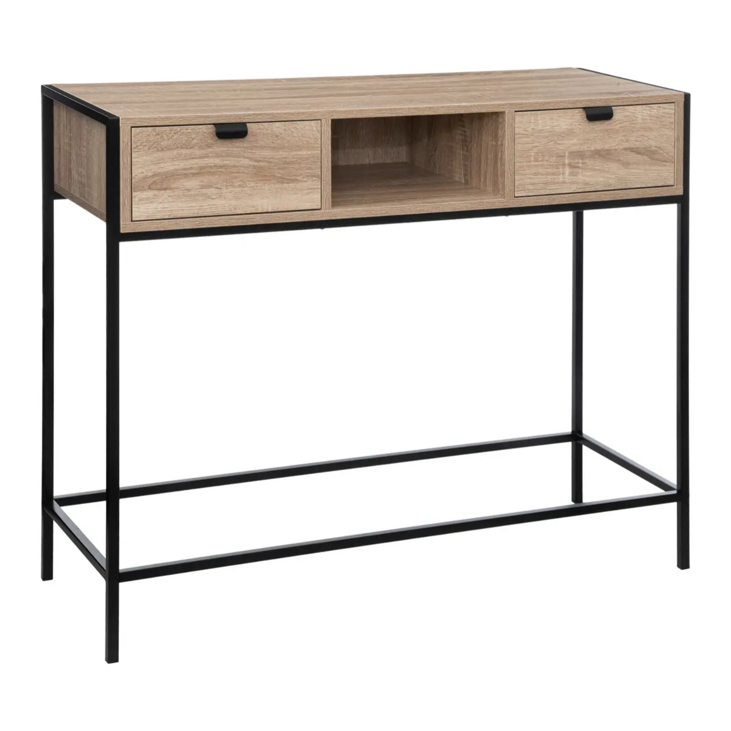 Console 2 tiroirs "Aliaj" effet bois noir