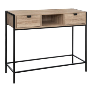 Console 2 tiroirs "Aliaj" effet bois noir