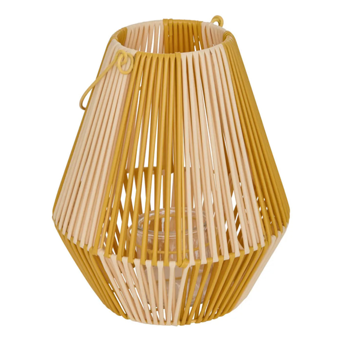 Lanterne Pool avec poignée 23x23x27,5cm Jaune et Beige