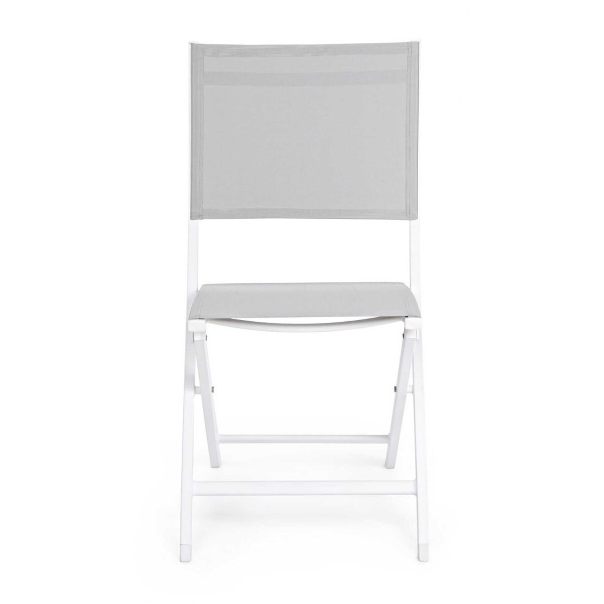 Set 4 sedie da giardino SINTRA in textilene grigio chiaro e struttura in alluminio bianco