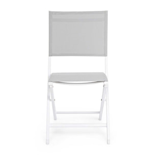 Set 4 sedie da giardino SINTRA in textilene grigio chiaro e struttura in alluminio bianco